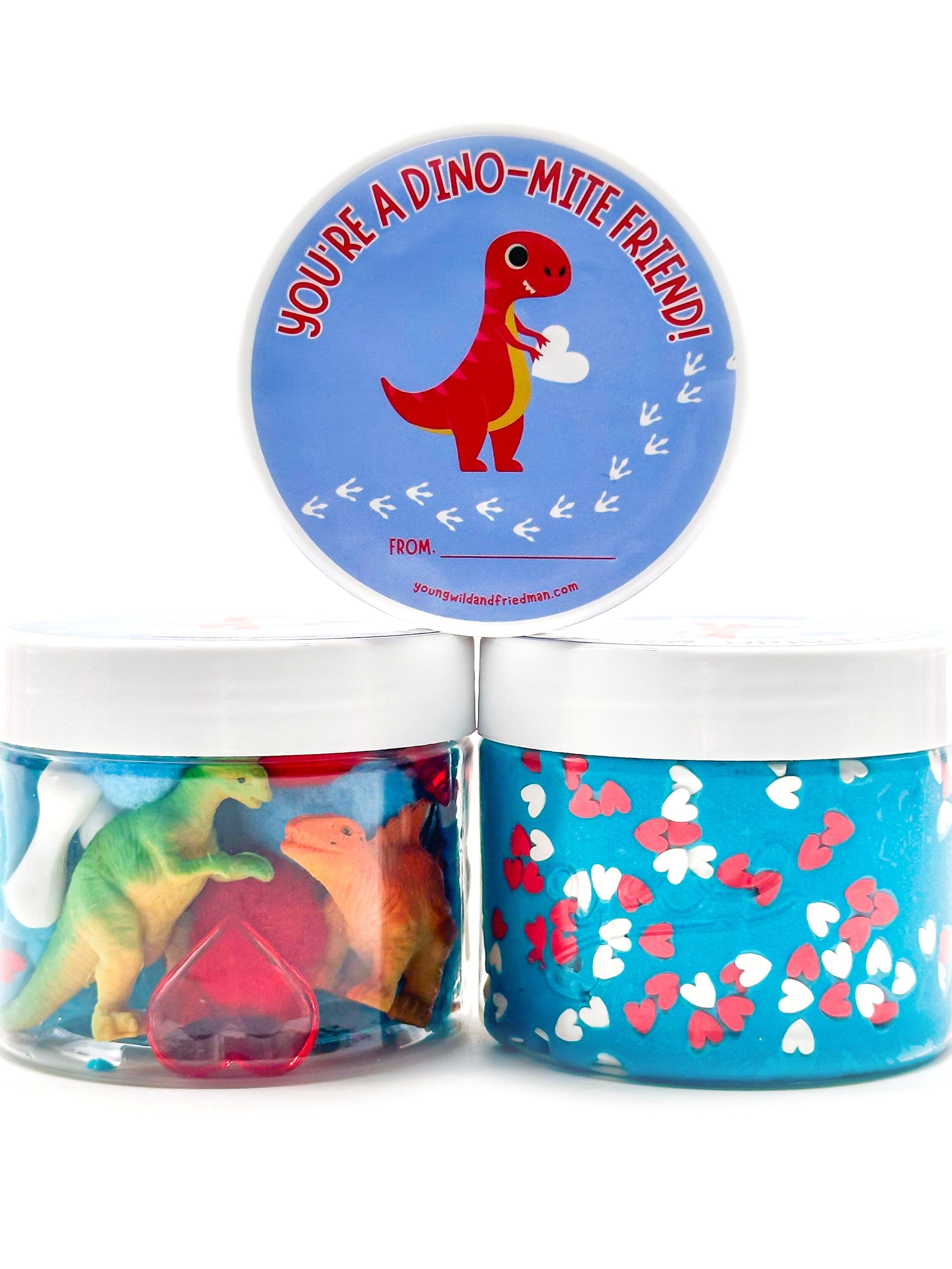 Dinosaur Valentine Class Gift Dough Jar Sensory Dough Young, Wild & Friedman 