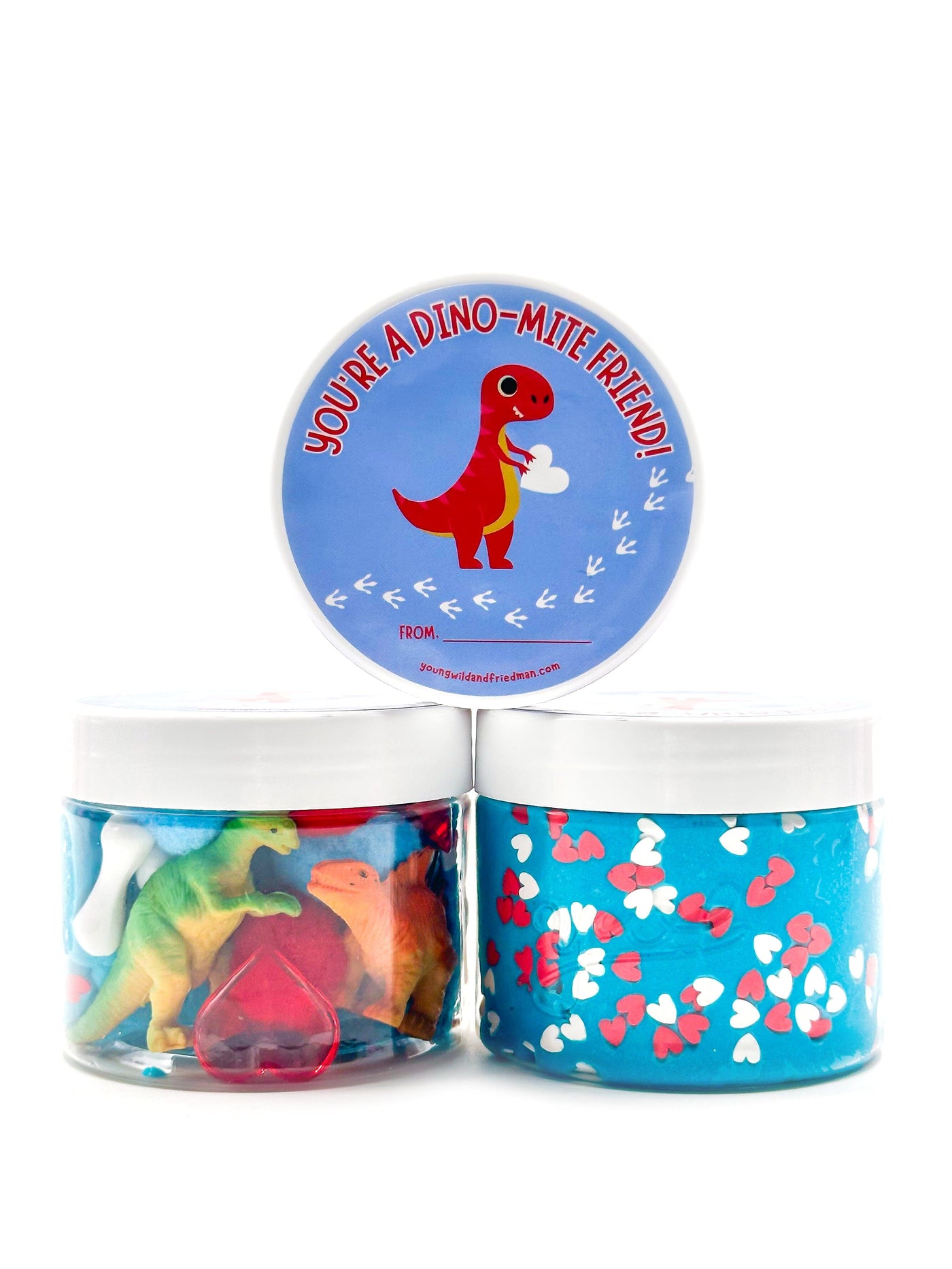 Dinosaur Valentine Class Gift Dough Jar Sensory Dough Young, Wild & Friedman 