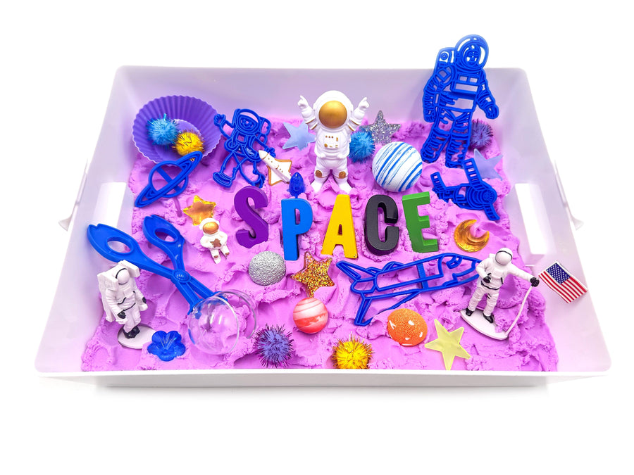 Space Sensory Bin - Kinetic Sand Sensory Bin Young, Wild & Friedman 